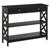 Black Console Table with 2 Drawers image 1