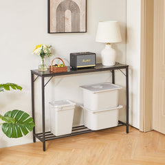 slim black console table