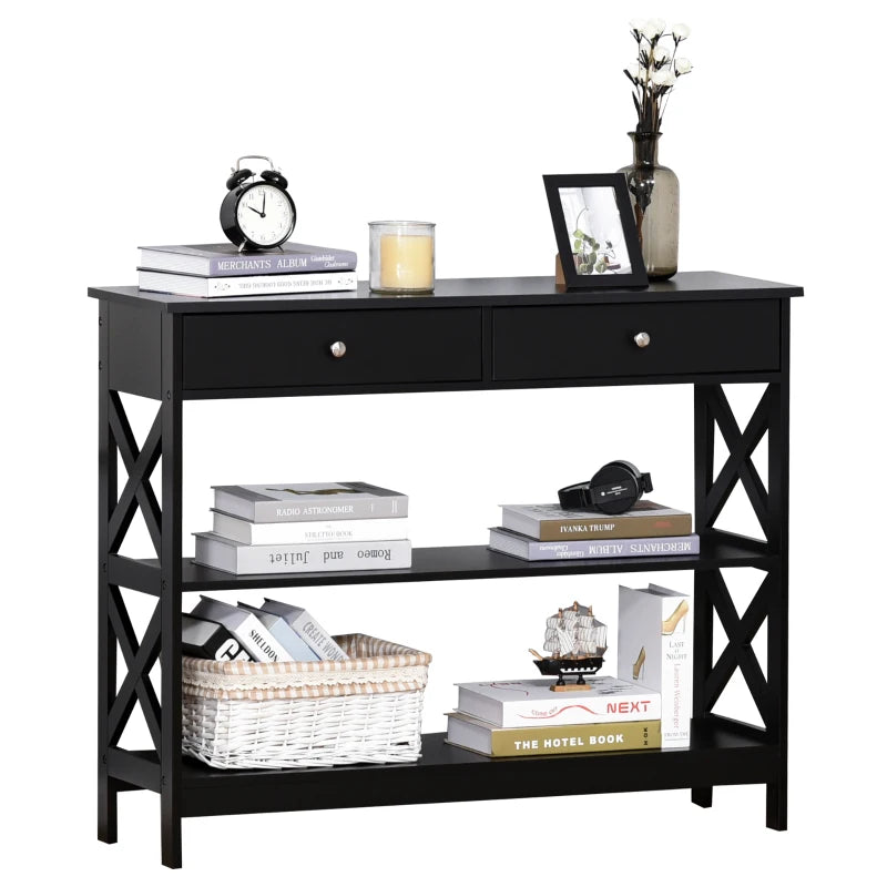 Black Console Table with 2 Drawers