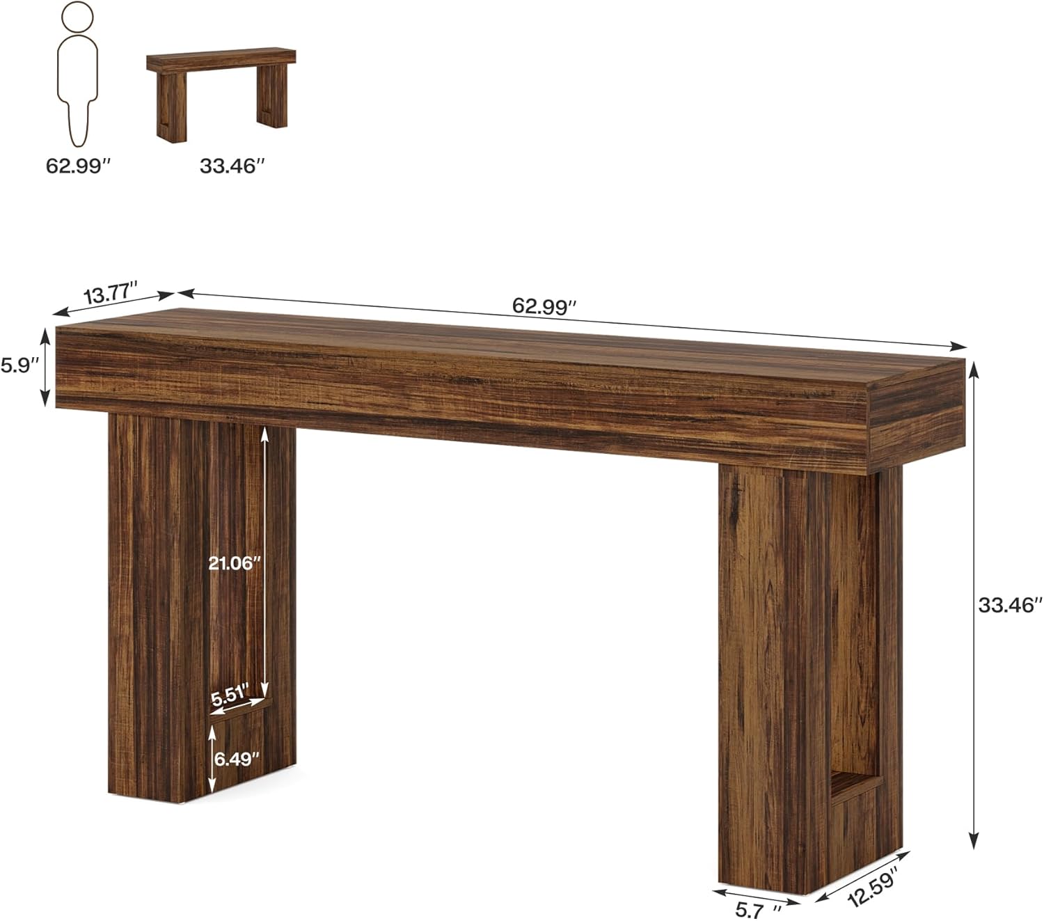 Farmhouse Wooden Console Table