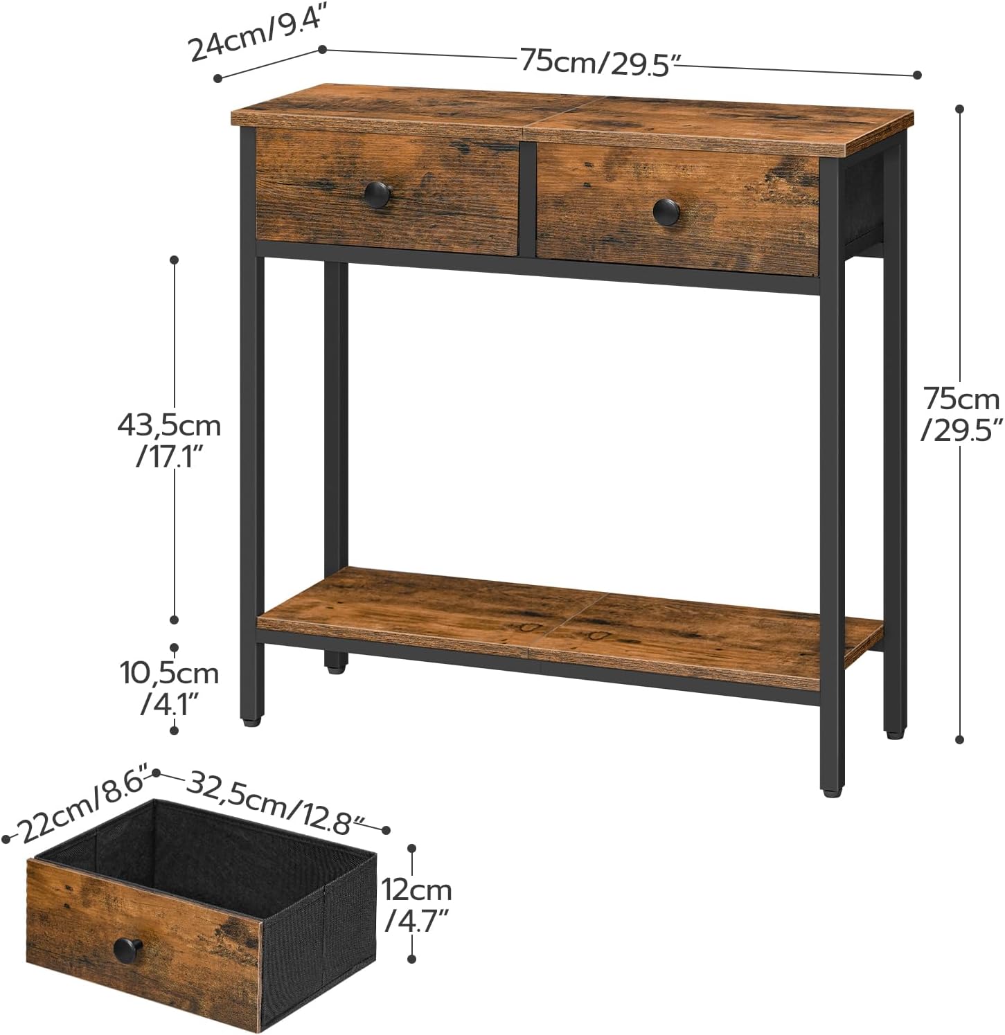 Narrow Console Table with Drawers