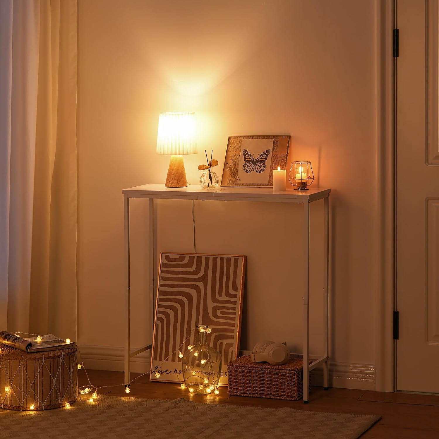 Slim White Console Table