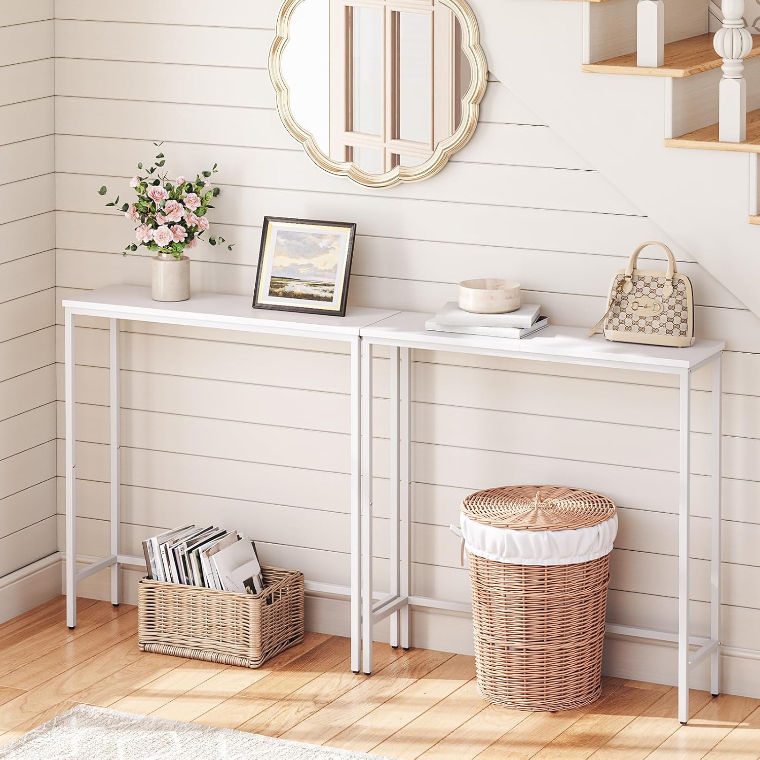 Slim White Console Table