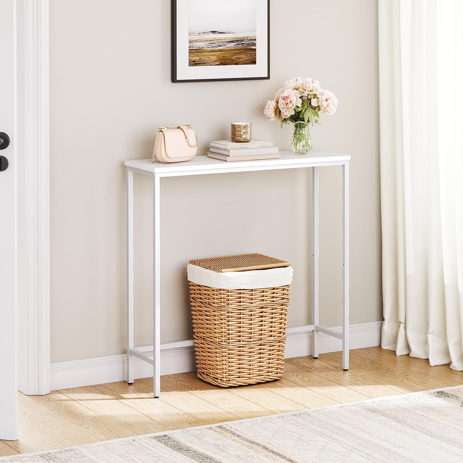 Slim White Console Table