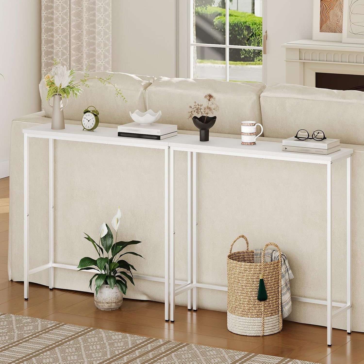 Slim White Console Table