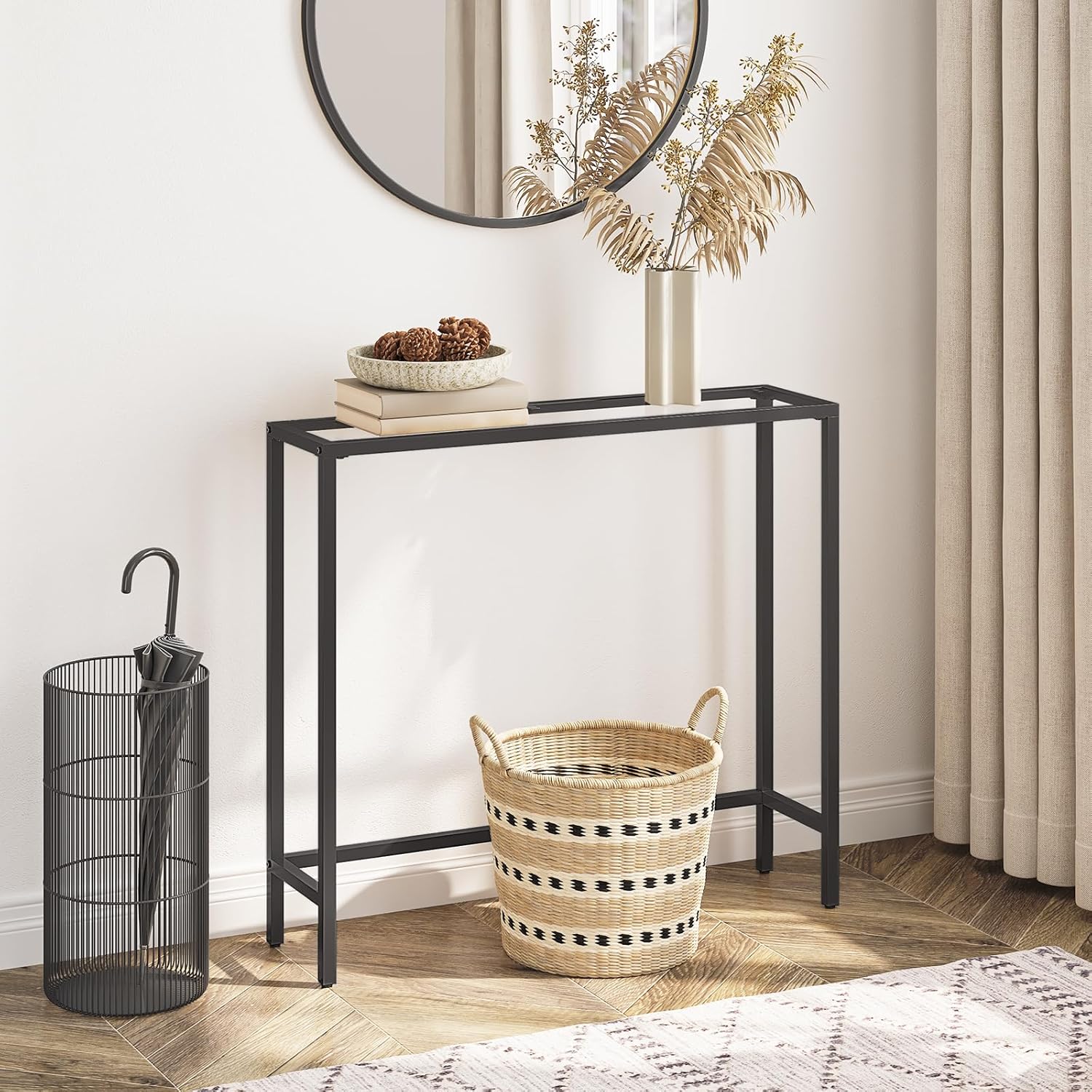 Slim black console table