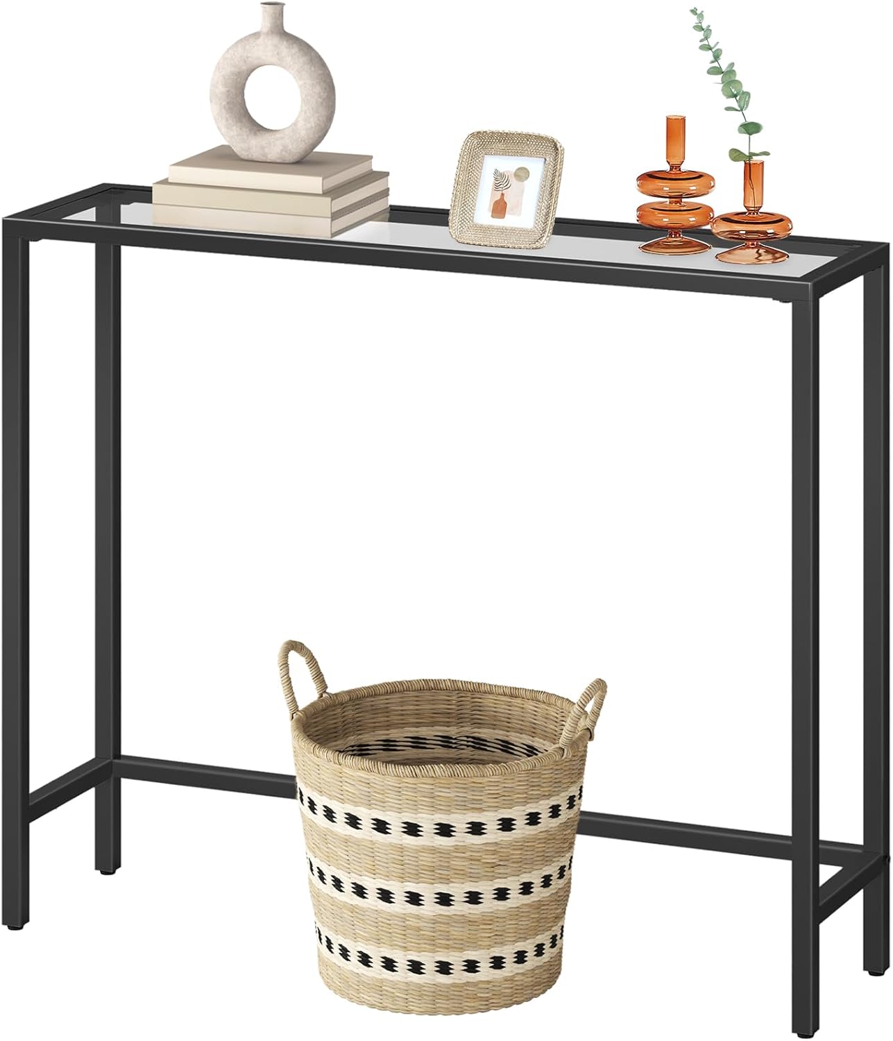 Slim black console table