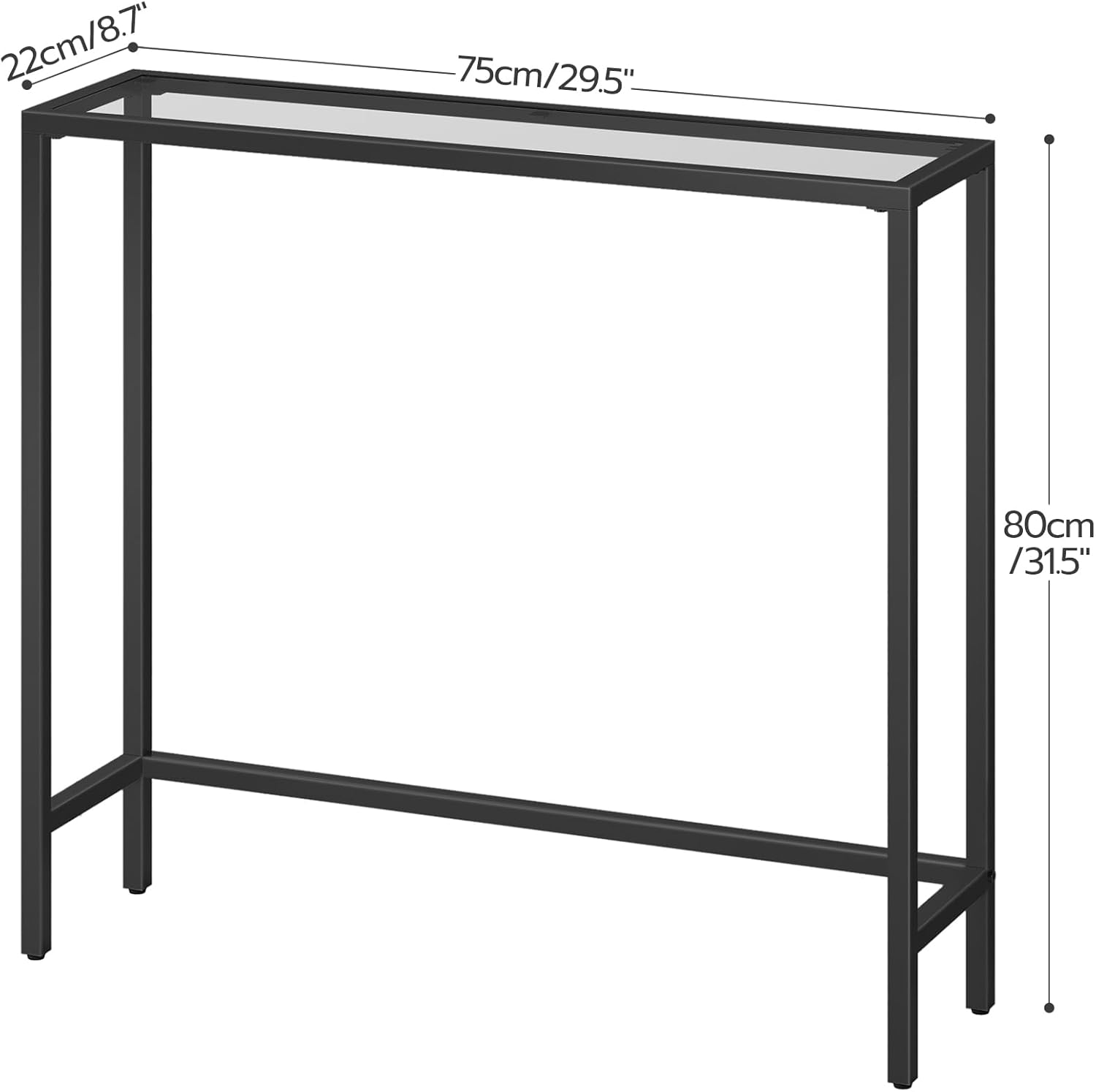 Slim black console table