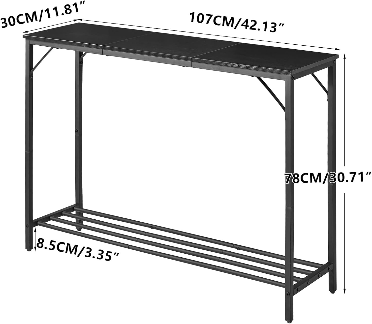 slim black console table